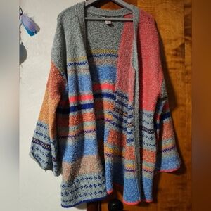 Sincerely Jules Oversized Striped Open Front Cardigan Bell Sleeve Sweater